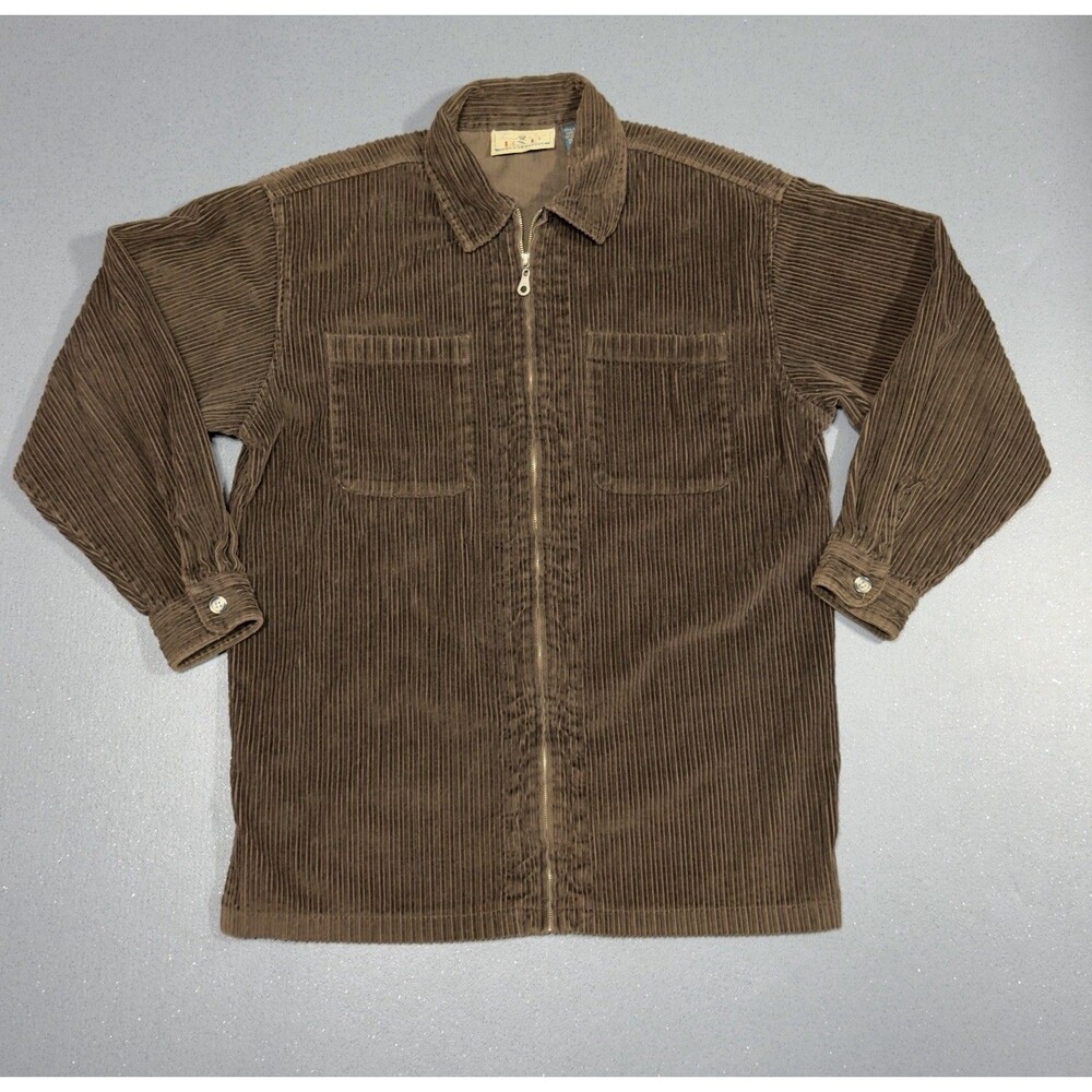 Vintage 90s EXP Express Corduroy Jacket Full Zip Brown Wide Wale Hong Kong M